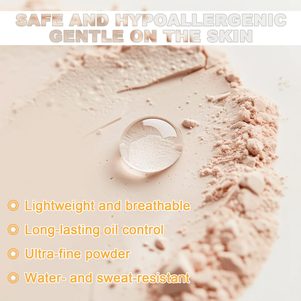 Scarman brushing powder along hairline and scalp for sun protection