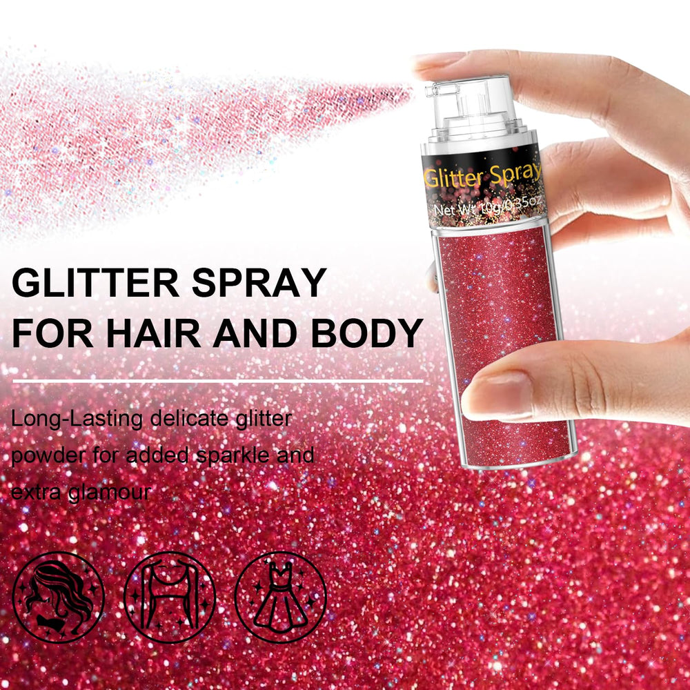 Scarman red spray in action creating even holographic shimmer on skin