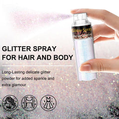 Scarman spray nozzle detail, precise even glitter distribution benefit