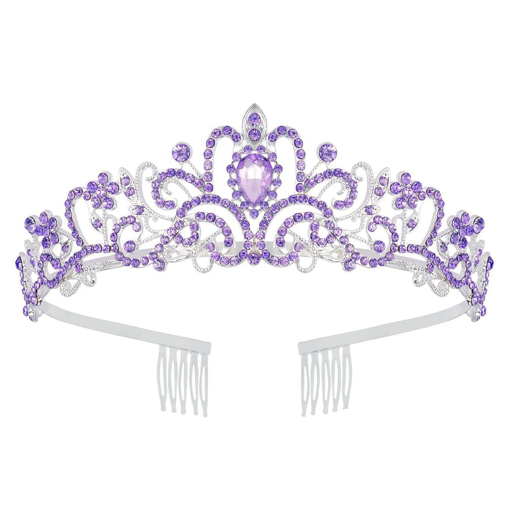 Schmoopy purple tiara front view highlighting regal design and sparkle