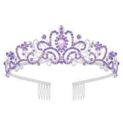 Schmoopy purple tiara front view highlighting regal design and sparkle