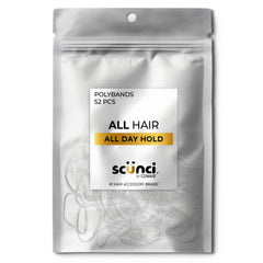 Scunci clear poly band front packaging showing 52-count, gentle hold benefit