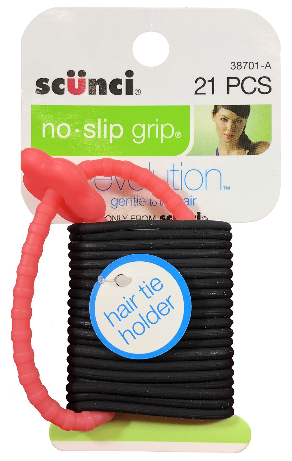 Scunci close-up of gel texture on ponytailer highlighting secure non-slip grip