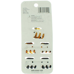 Scunci clips held in hand to show compact size and travel convenience