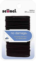 Scunci small black elastic front showing secure hold without damage