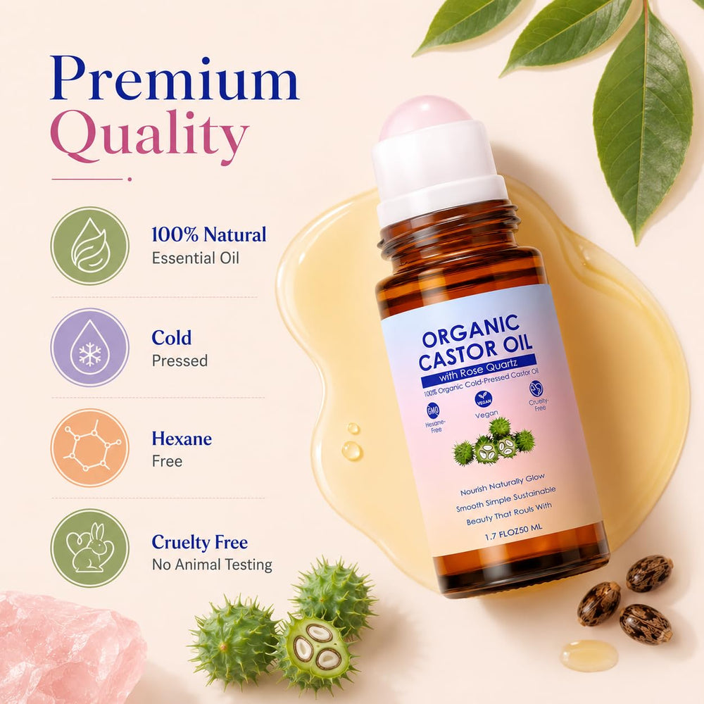 SDXJIOGE cold-pressed castor oil pour highlighting purity benefits
