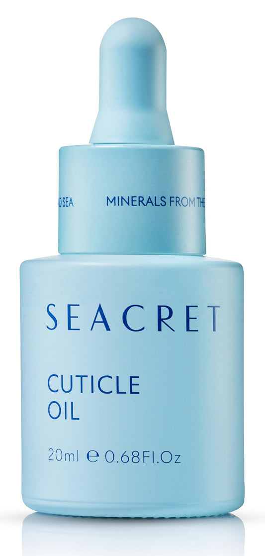 SEACRET front bottle showing compact cuticle oil packaging and easy application