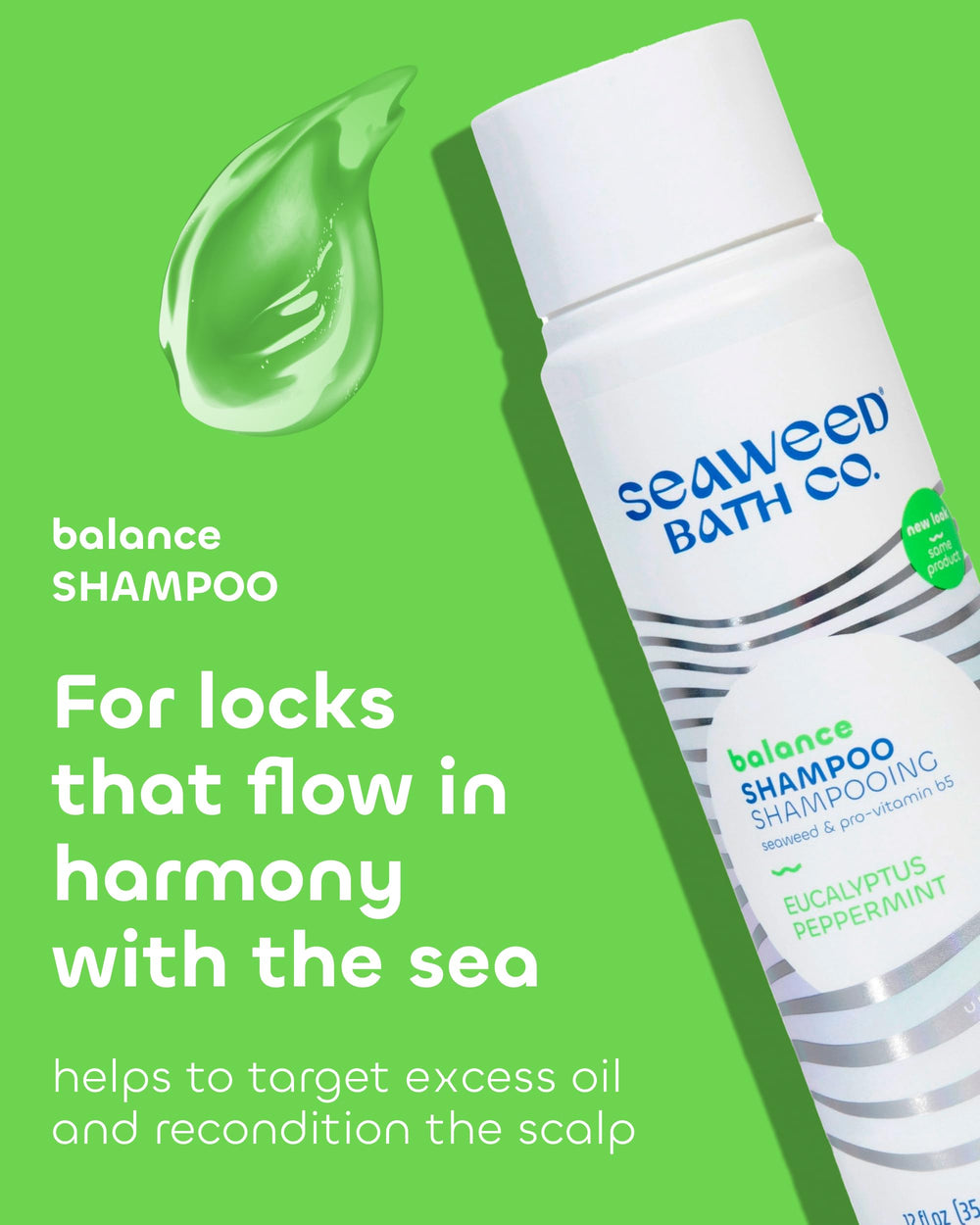 Seaweed Bath Co. pump and label close-up highlighting clean ingredient transparency