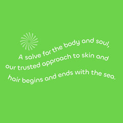 Clear view of Seaweed Bath Co. conditioner label listing key ingredients and eco-conscious certifications
