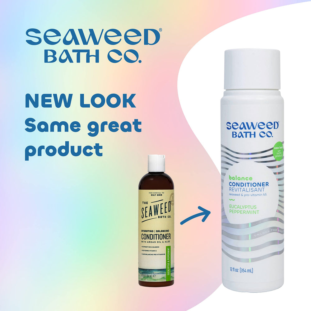 Seaweed Bath Co. conditioner creamy texture pouring to show lightweight hydration and detangling benefit