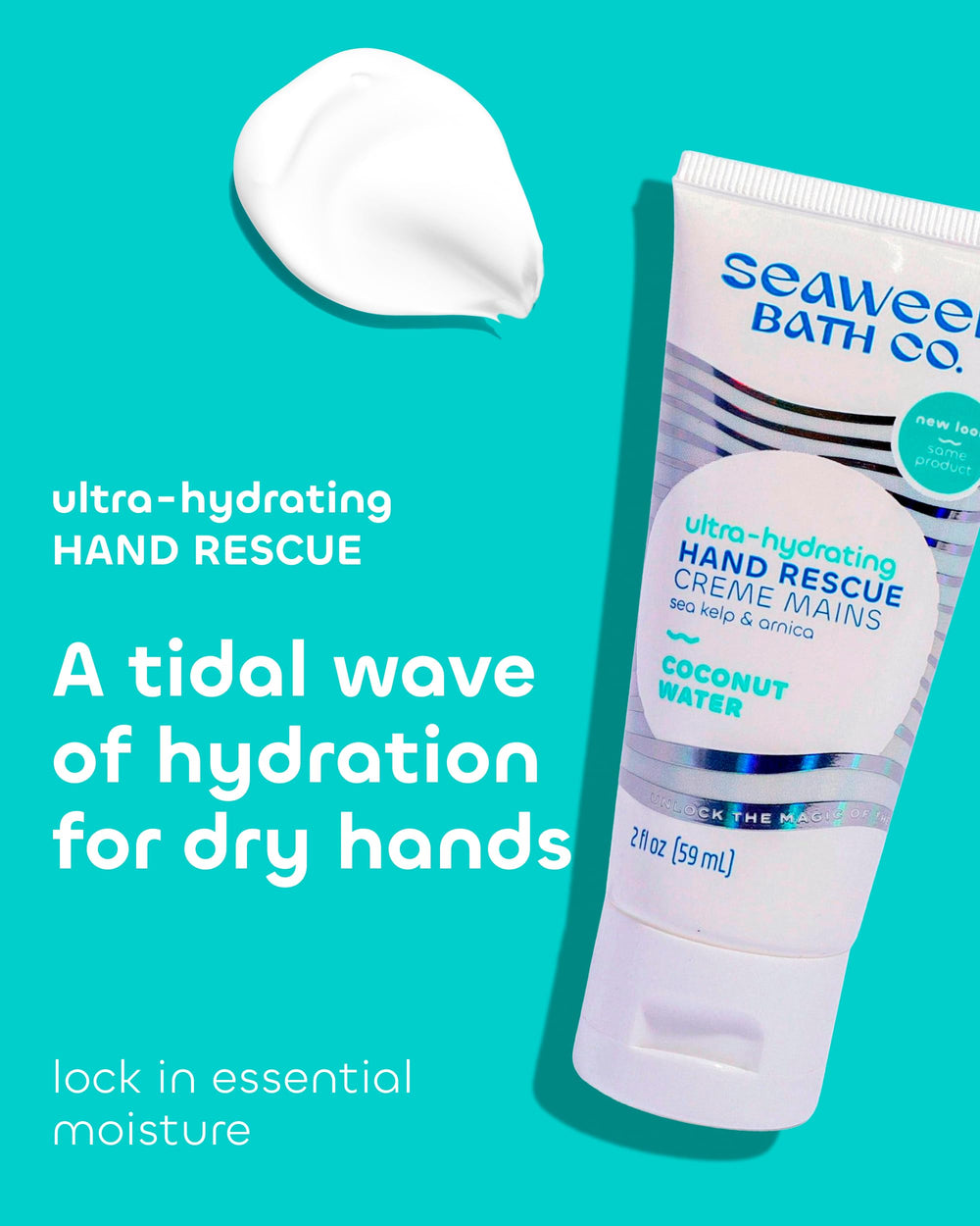 Seaweed Bath Co. cream texture close-up illustrating fast-absorbing hydration benefit
