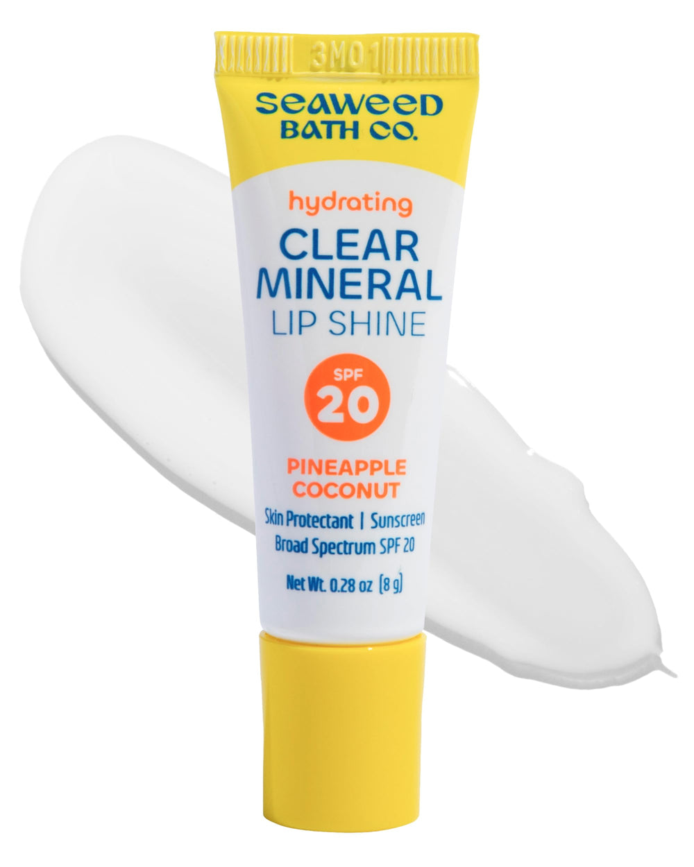 Seaweed Bath Co. lip shine front packaging showing SPF 20 protection and glossy finish