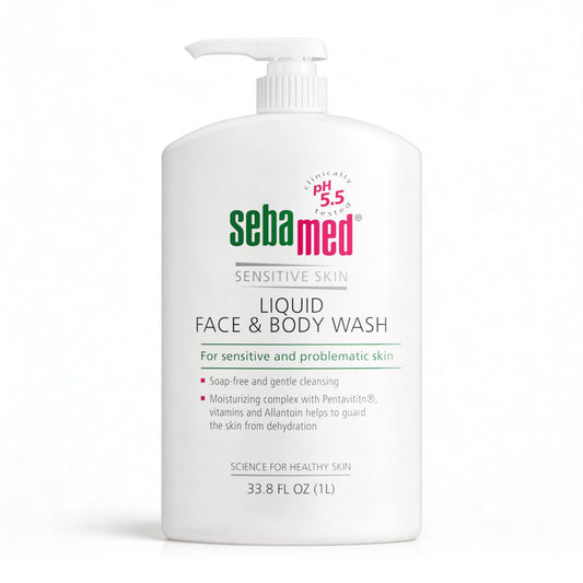 SEBAMED front bottle 1L showing packaging and gentle cleanser benefits