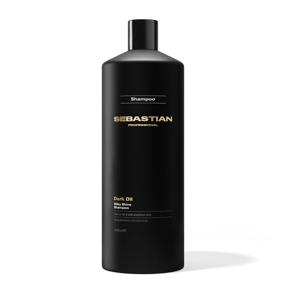 Sebastian bottle front view showing branding for shiny hair benefits