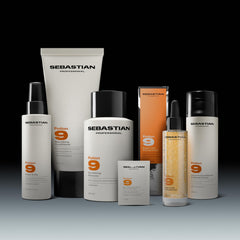 Sebastian Potion 9 on bathroom vanity in lifestyle scene suggesting everyday use