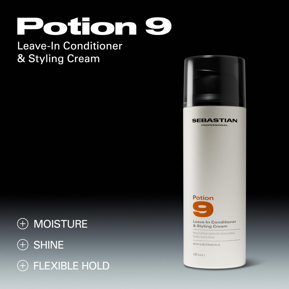 Sebastian Potion 9 cream on palm demonstrating easy application and smoothing benefit