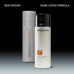Sebastian Potion 9 open cap revealing cream texture for smooth, lightweight styling