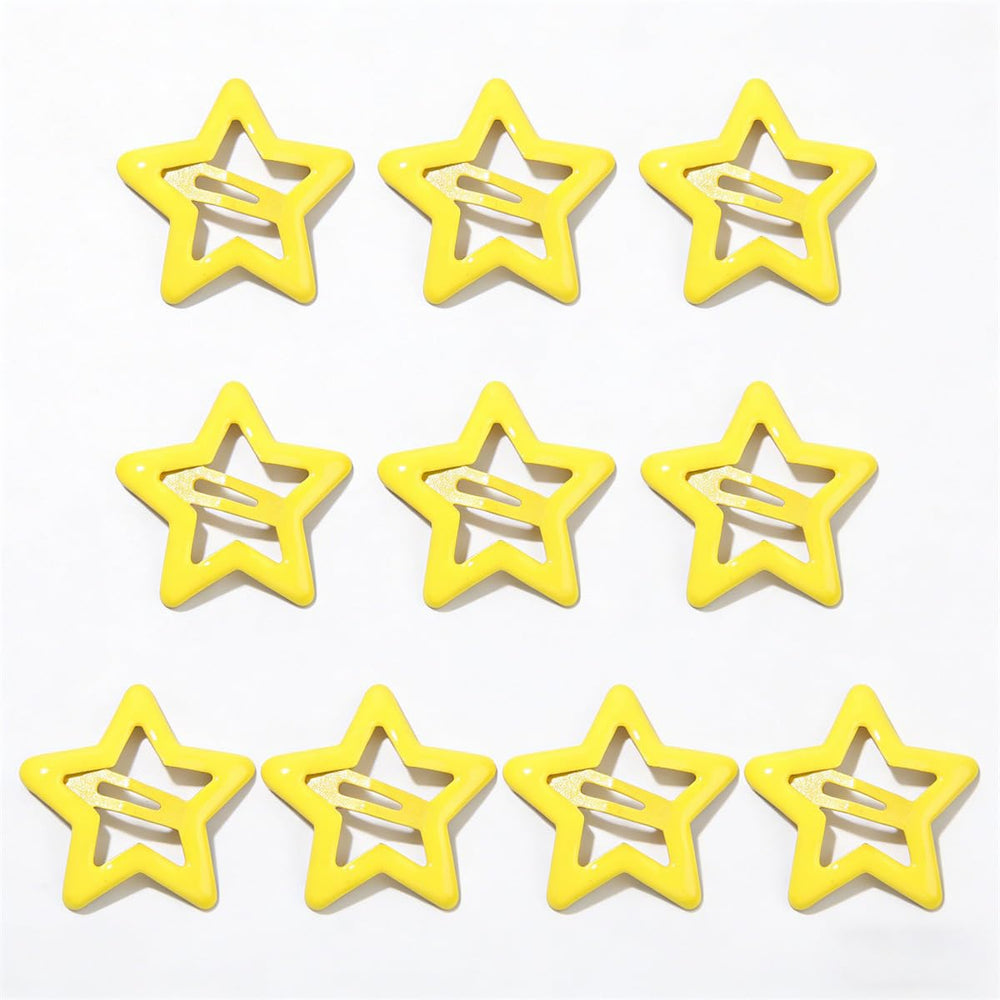SeBneny front view of 10 yellow star clips showing full set and bright color benefit
