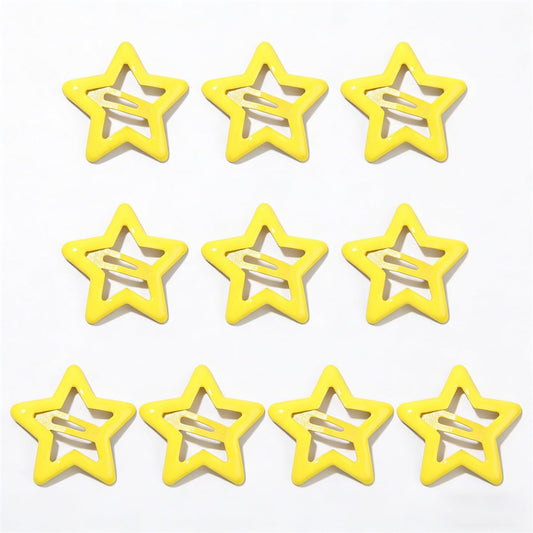 SeBneny front view of 10 yellow star clips showing full set and bright color benefit