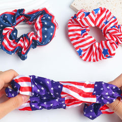SeBneny scrunchies worn at a summer party adding festive red white blue flair