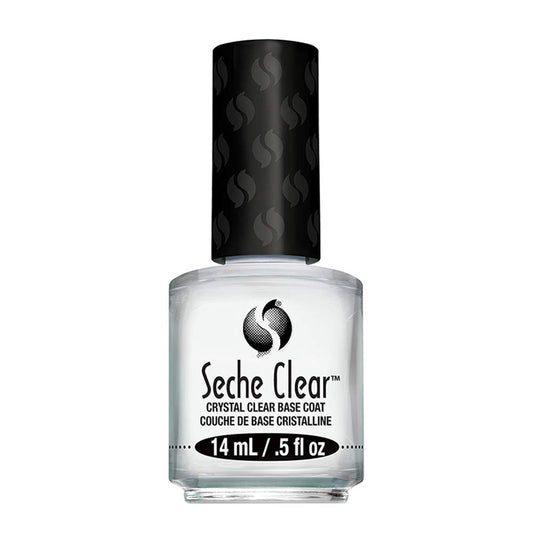 Seche clear front label showing brand and bottle for quick identification and trust