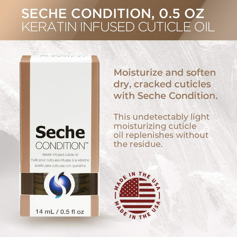 Seche oil texture on fingertip highlighting fast-absorbing, non-greasy finish