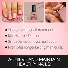 Seche Forté nails before and after demonstrating stronger, smoother nails and visible improvement