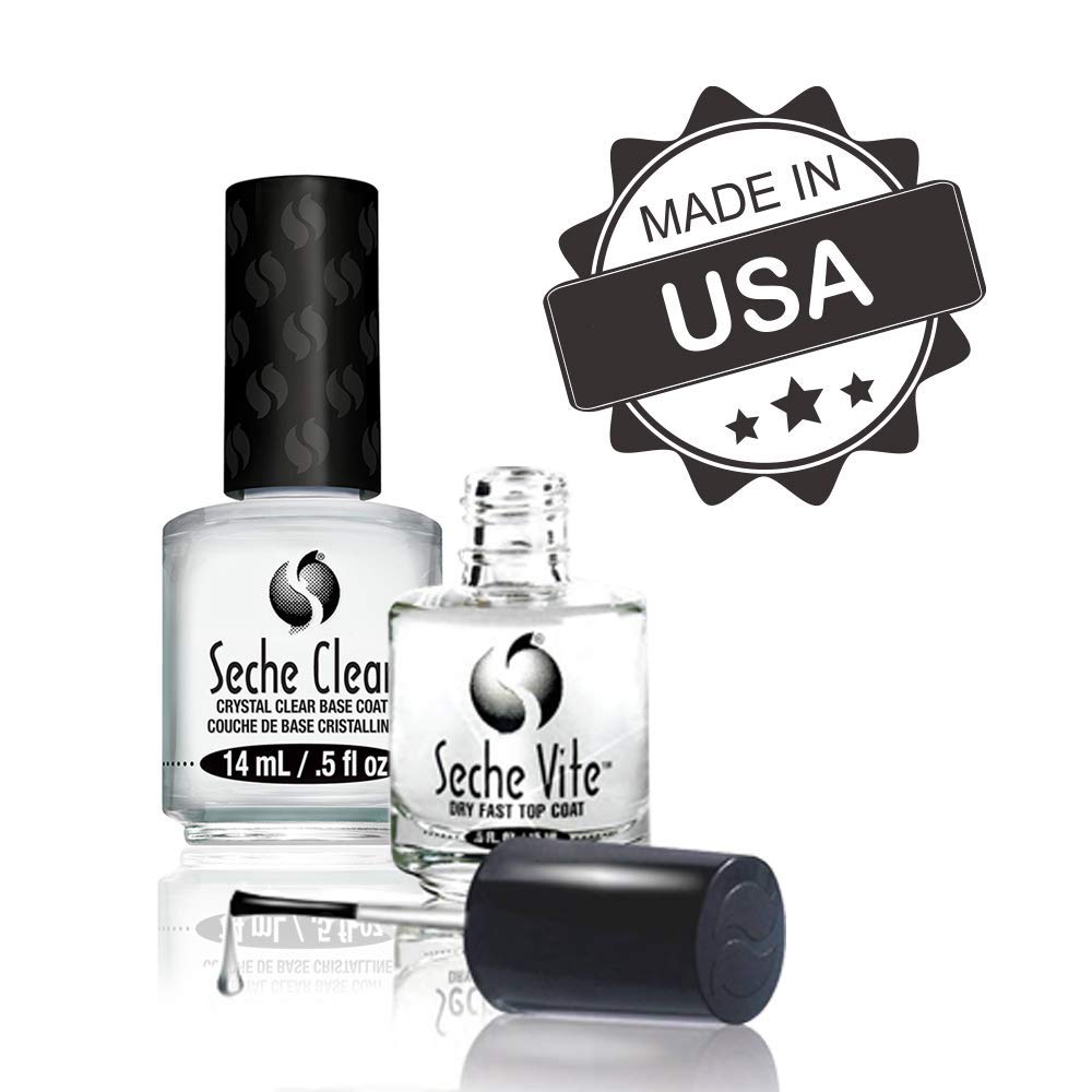 Before-and-after manicure using Seche duo showing stronger nails