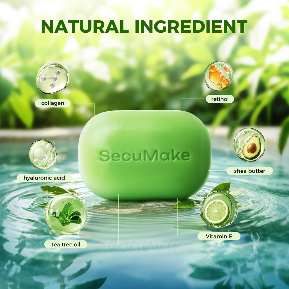 SecuMake bar on soap dish air-drying to preserve firmness and extend usage longevity