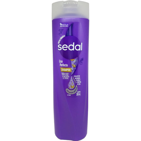 Sedal Liso Perfecto front bottle showing label and 340 ml volume, highlighting trusted brand smoothing benefit