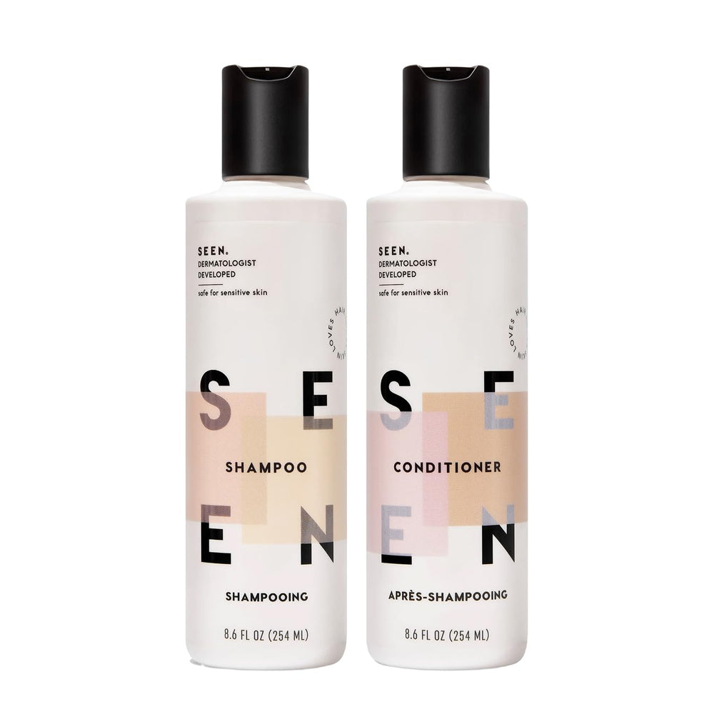 SEEN bundle front view showing both shampoo and conditioner benefits