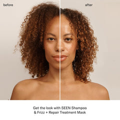 SEEN hemisqualane ingredient bottle highlighting plant-derived protection and shine