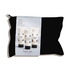 SEEN front packaging showing trio set for travel, compact and gentle benefits