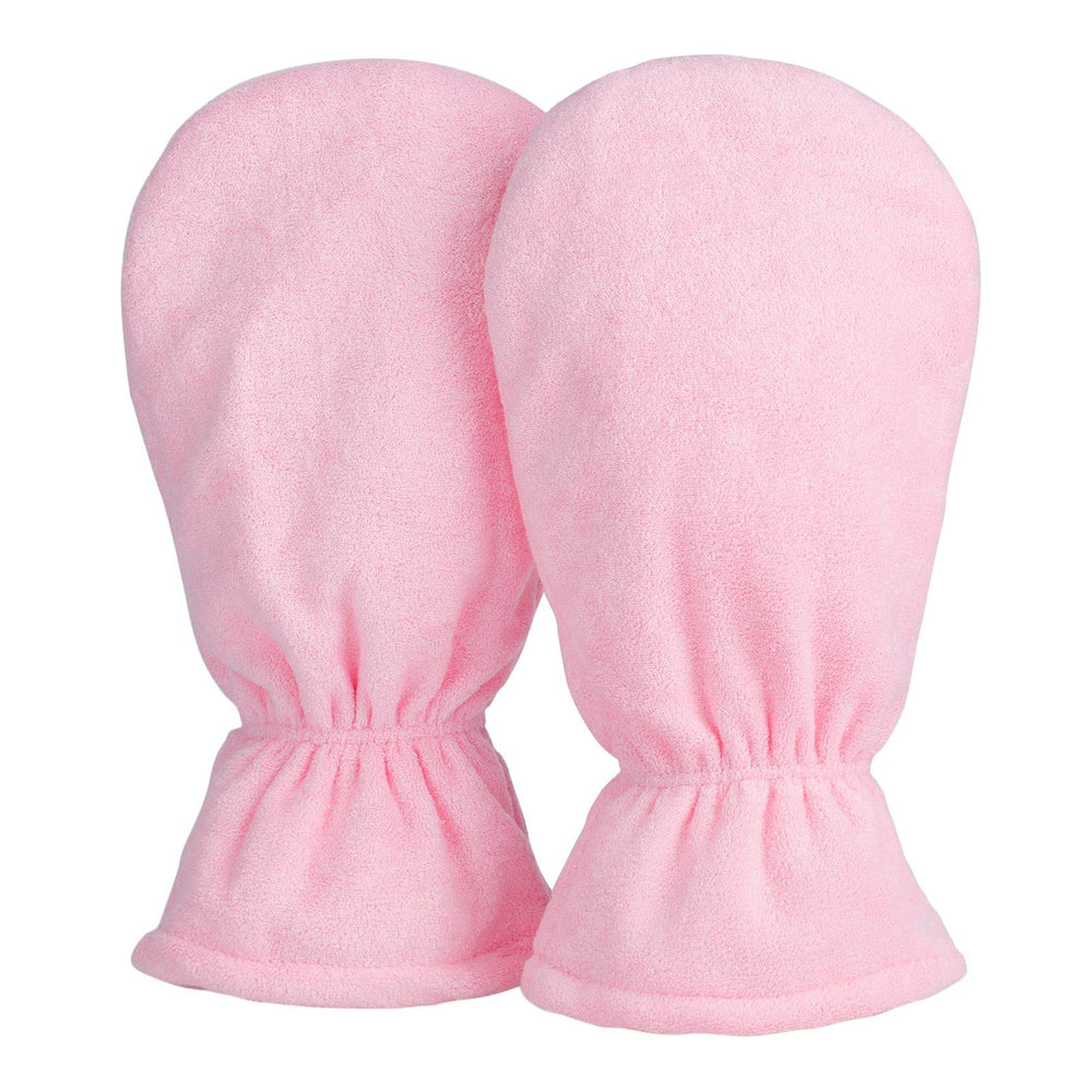 Segbeauty front view pink mitts showing full coverage and warmth benefit