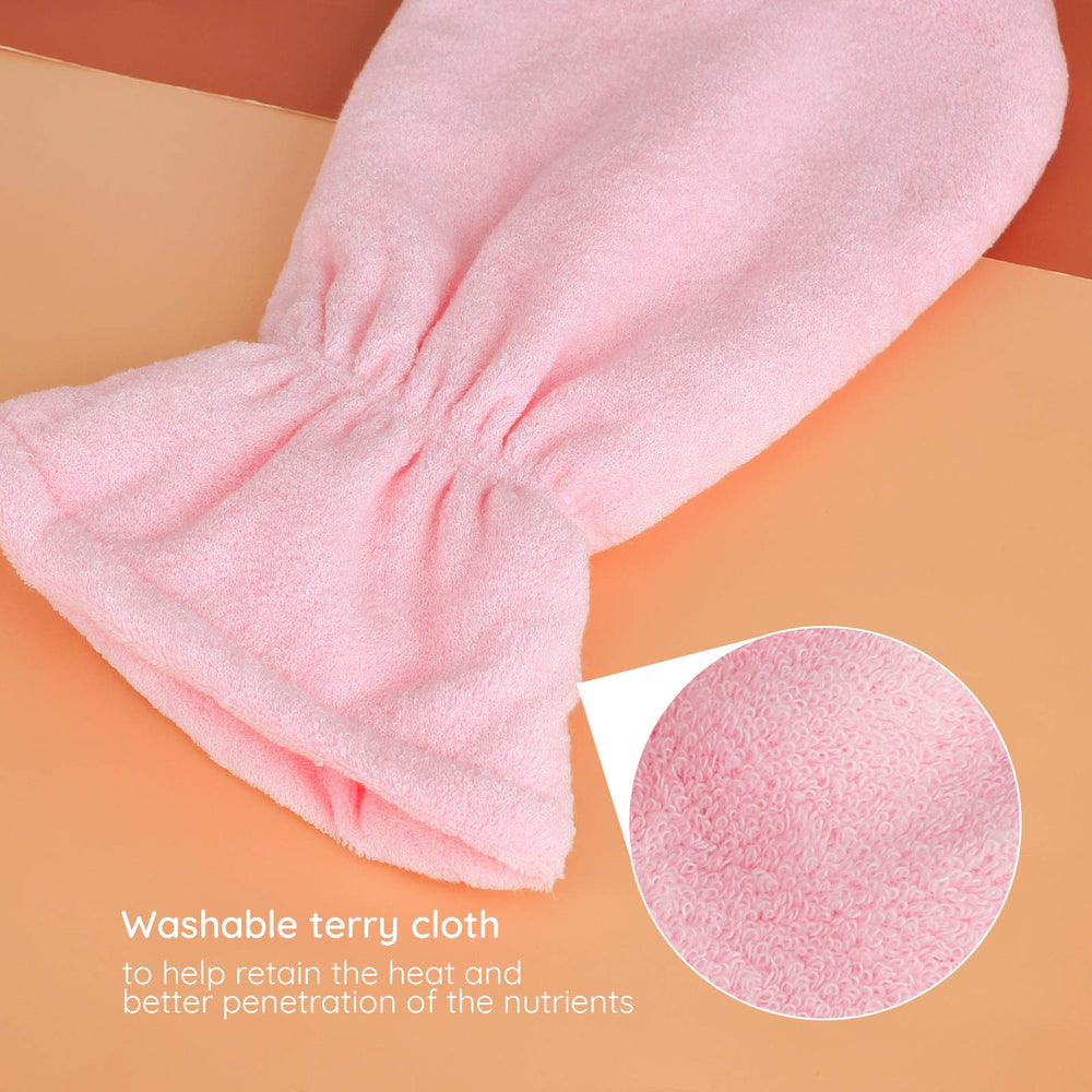 Segbeauty woman wearing mitts in spa setting showing comfort and moisture boost