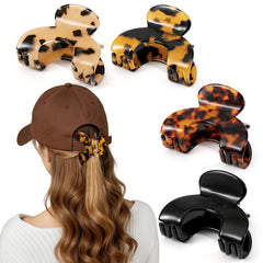 Seiolieliou front view of four compact hat claw clips, convenient everyday hold