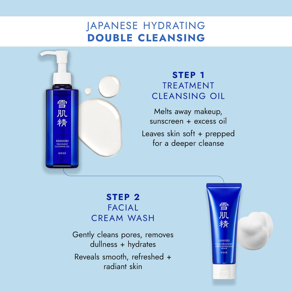 SEKKISEI cleanser in bathroom lifestyle scene demonstrating daily routine benefit