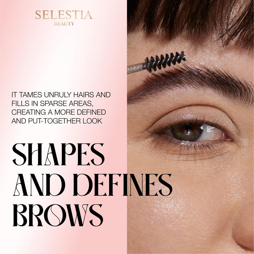 SELESTIA BEAUTY before and after brows showing defined natural hold