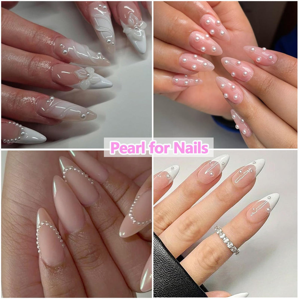 SEMATA pearls applied on manicure demonstrating elegant nail accent placement