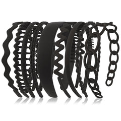Semato front packaging view showing nine black headbands and durable set benefit