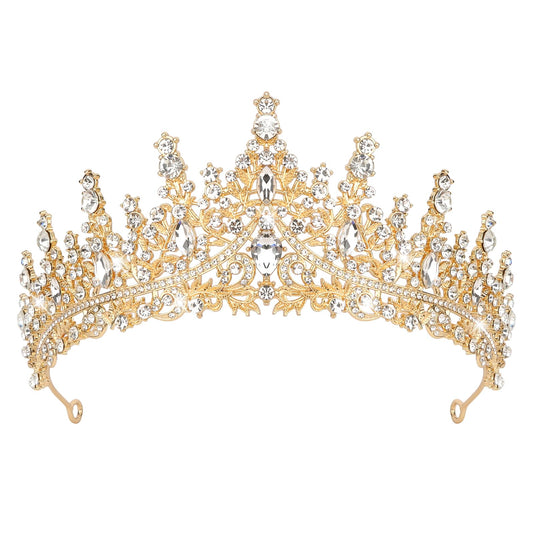 Semato gold crown front view showing ornate baroque shape and regal impact