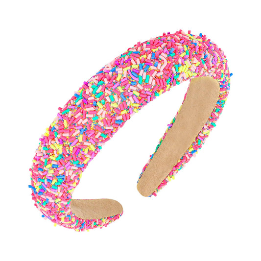 Semato hot pink sprinkle headband front view shows bold color and style benefit