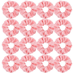 Semato front view of 16 pink satin scrunchies showing cohesive set and gifting benefit