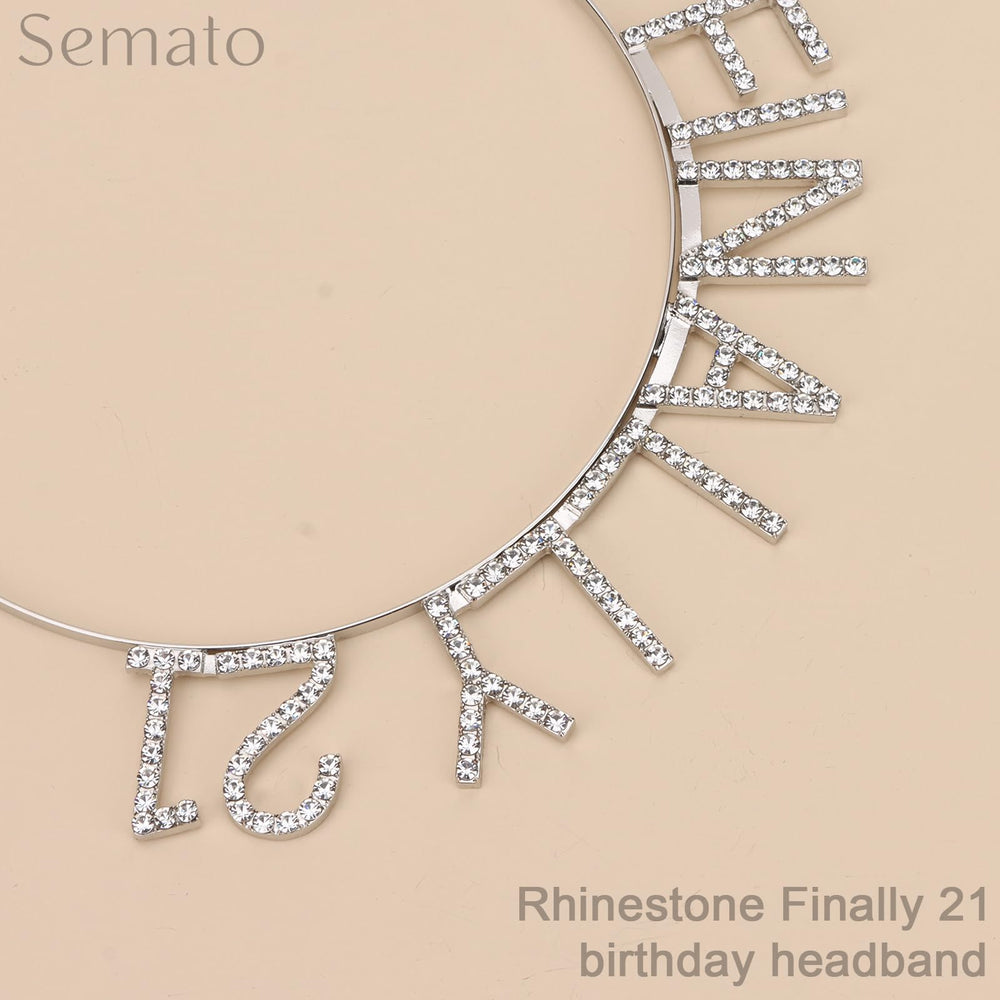 Semato glitter sash full length with readable FINALLY 21 message for photos