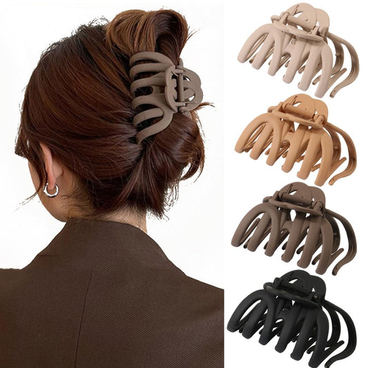 Seneeel front view of octopus claw clip pack showing four natural-color clips provides clear product overview and benefit