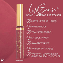SeneGence LipSense texture swipe on arm demonstrating smooth, buildable finish and true color payoff