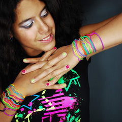 Senkary black and white bracelets detail emphasizing neutral color options for matching