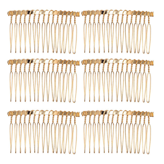 senkary gold comb front view showing full comb and neat finish for secure veil hold