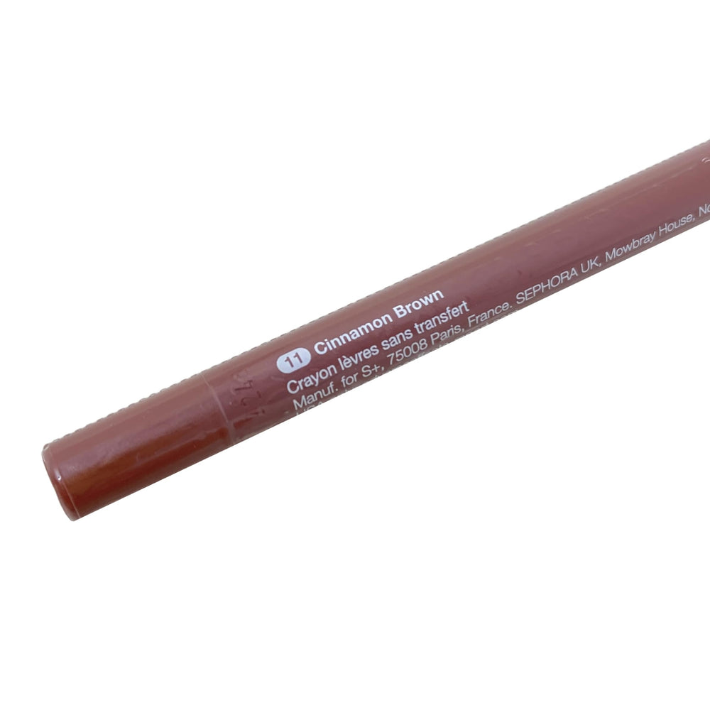 SEPHORA cinnamon brown swatch on hand and lips in lifestyle scene demonstrating long-wear benefit