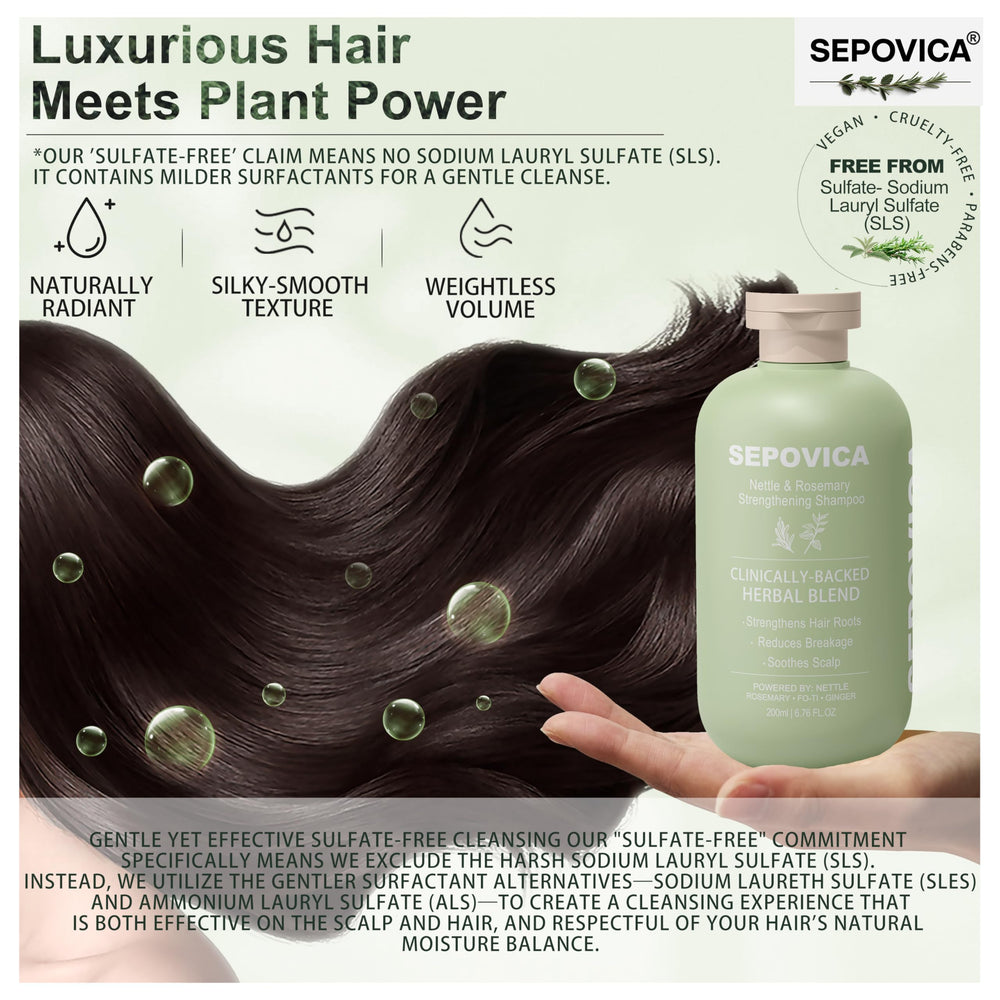 SEPOVICA shampoo being applied to wet hair for oily-root control